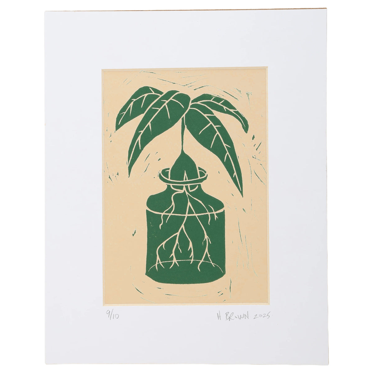 LINO CUT, AVOCADO SPROUT-GREEN