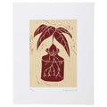 LINO CUT, AVOCADO SPROUT-BURNT SIENNA