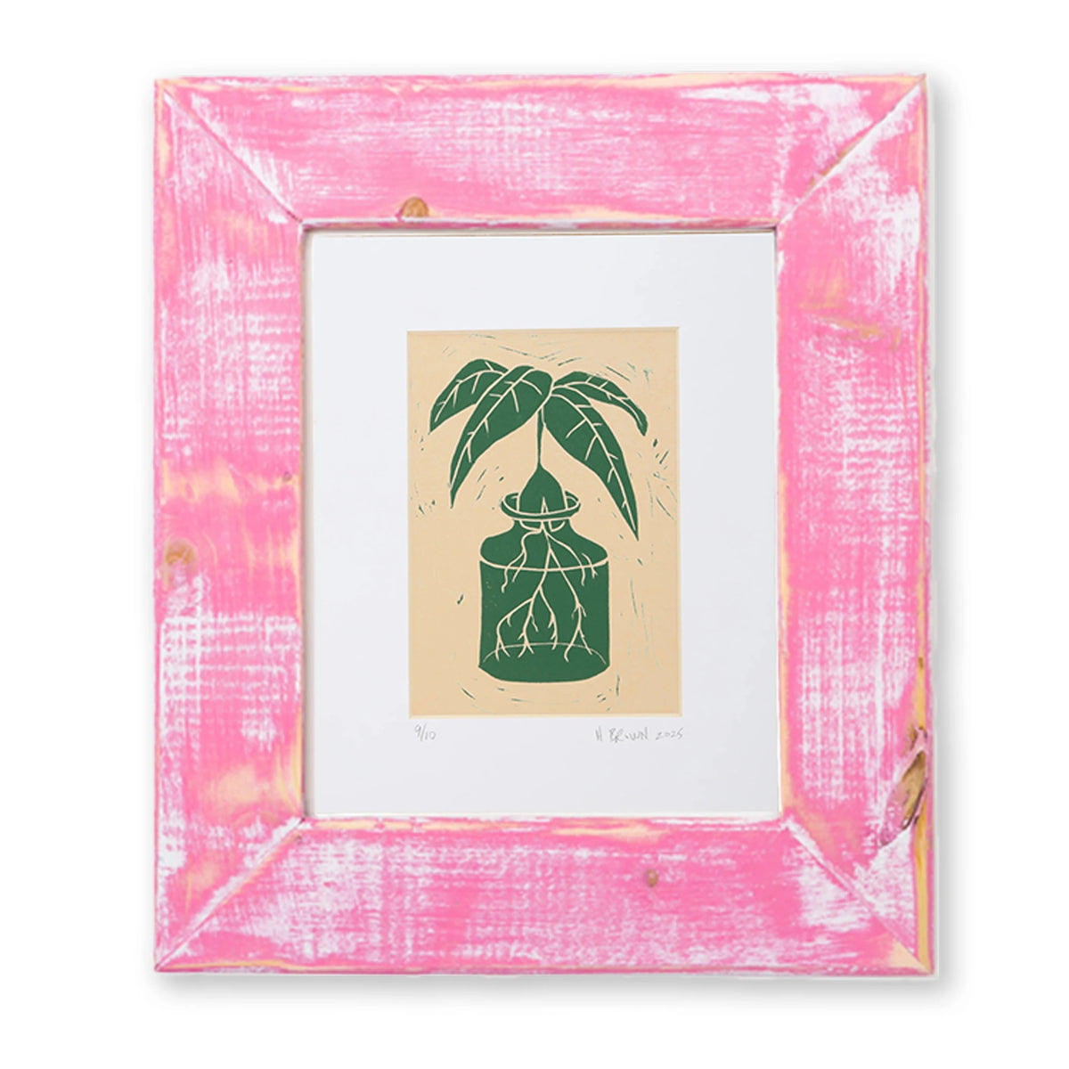 LINO CUT, AVOCADO SPROUT-GREEN